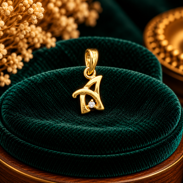 Aura Solitaire Letter 'A' Initial Pendant - Fine Jewelry Pendant View - SURIYAS Jewel Studio