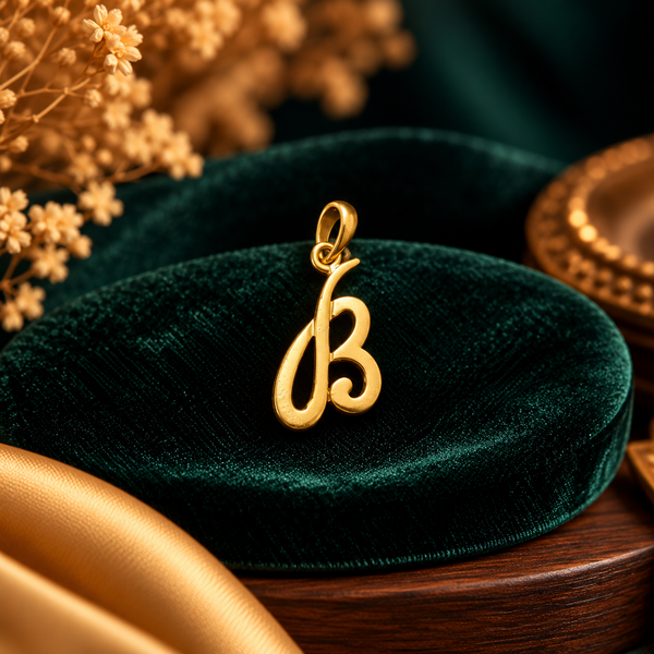 Elegance Calligraphy Letter 'B' Initial Pendant - Fine Jewelry Pendant View - SURIYAS Jewel Studio
