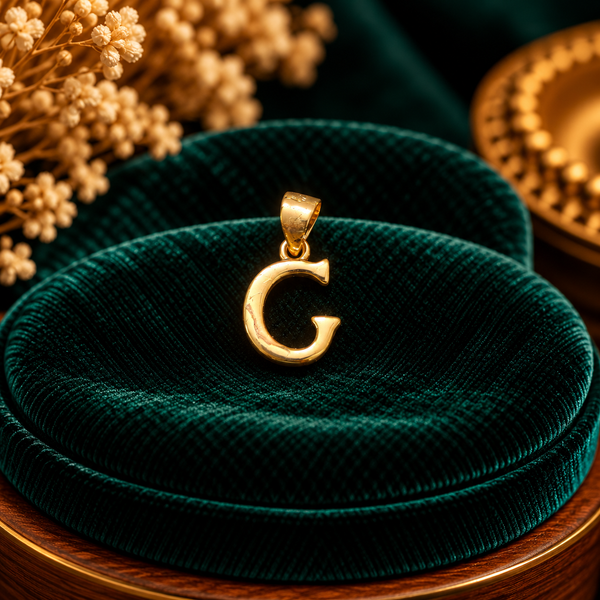 Moderna Curved Letter 'G' Initial Pendant - Fine Jewelry Pendant View - SURIYAS Jewel Studio