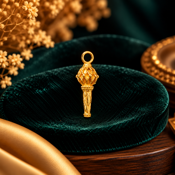 Sacred Hanuman Gada Mace Devotional Pendant - Fine Jewelry Pendant View - SURIYAS Jewel Studio