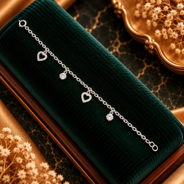 Amour Sweetheart Dangling Charms Bracelet - Luxury Velvet Box Display - SURIYAS Jewel Studio