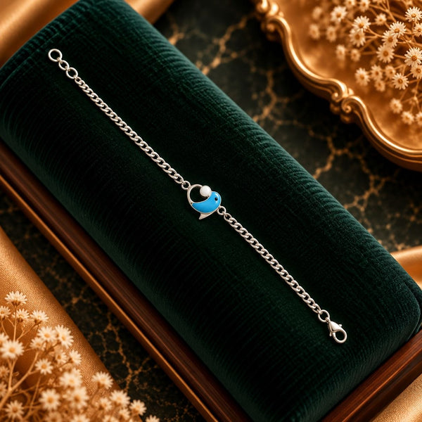 Mystic Azure Evil Eye Halo Charm Bracelet - Luxury Velvet Box Display - SURIYAS Jewel Studio