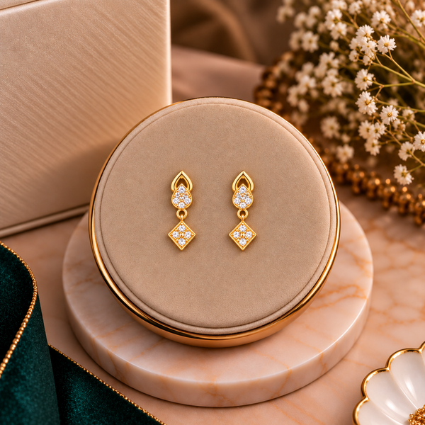 Crystal Geometric Drop Earrings