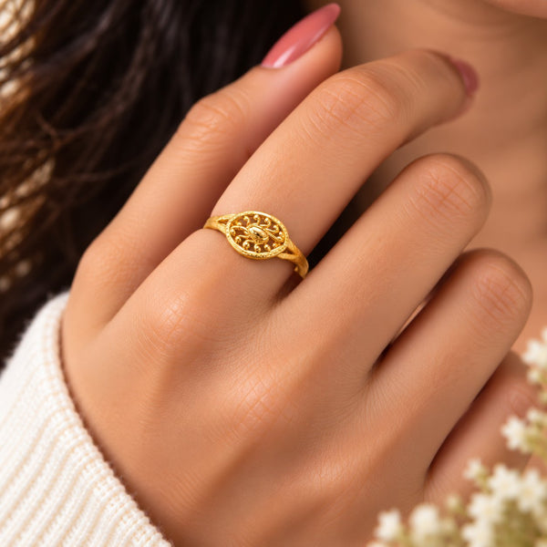 Oculus Scalloped Marquise Ring - Hand Wear View - SURIYAS