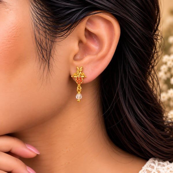Ruby Blossom Pavé Crystal Drop Earrings - On-Ear Styling View - SURIYAS Jewel Studio