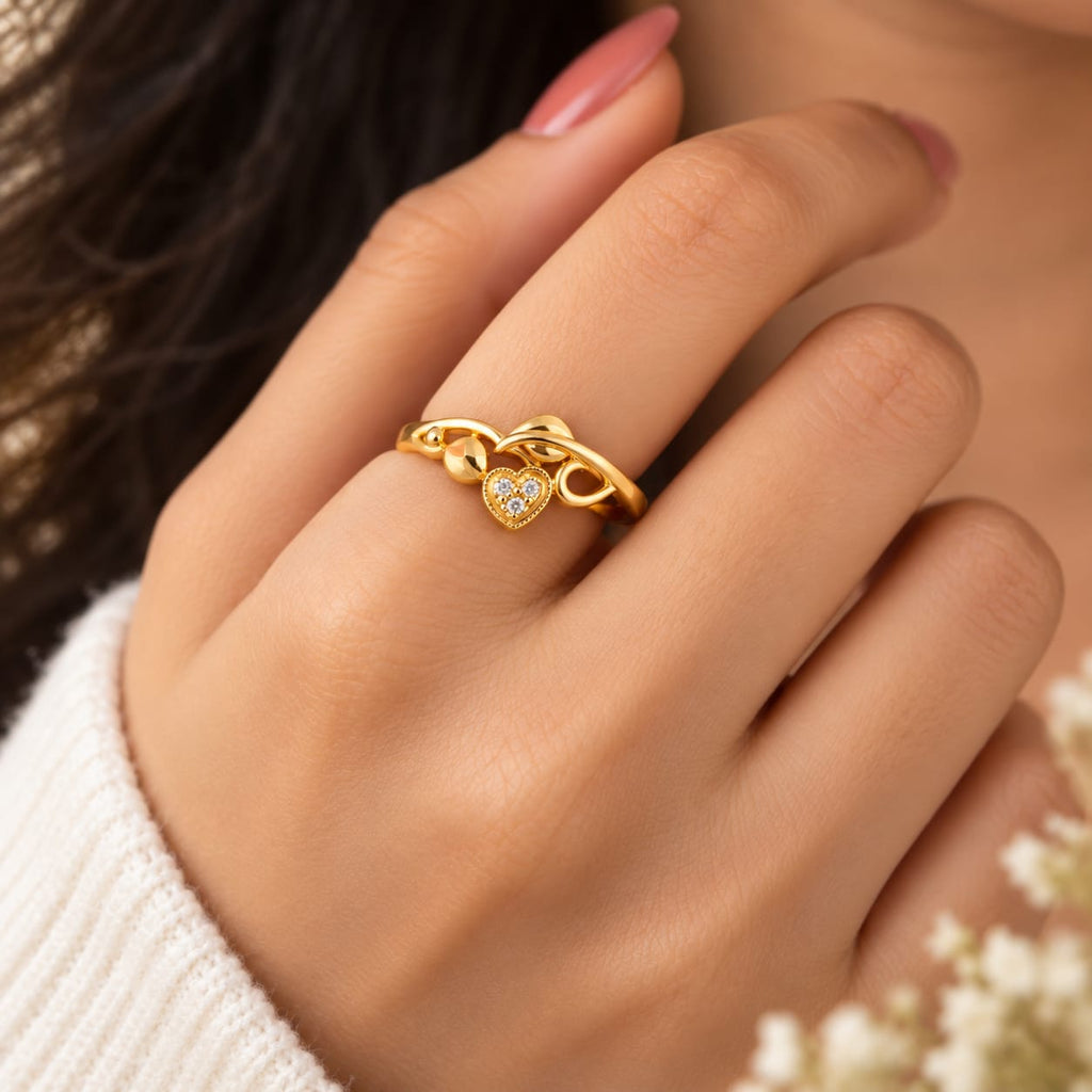 Heart Charm Infinity Gold plated Ring