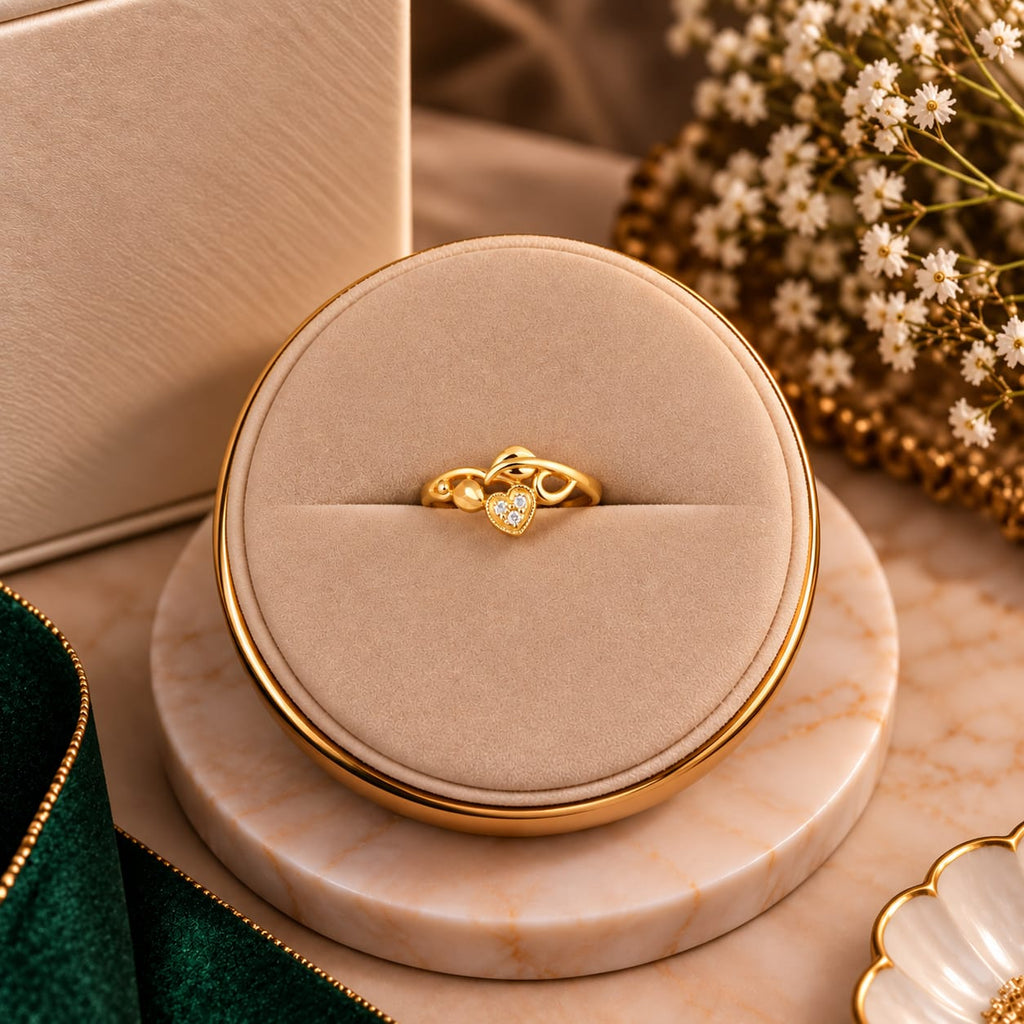 Heart Charm Infinity Gold plated Ring