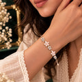 Sakura Bloom Blush Floral Rose Gold Charm Bracelet On-Model Wear View - SURIYAS Jewel Studio