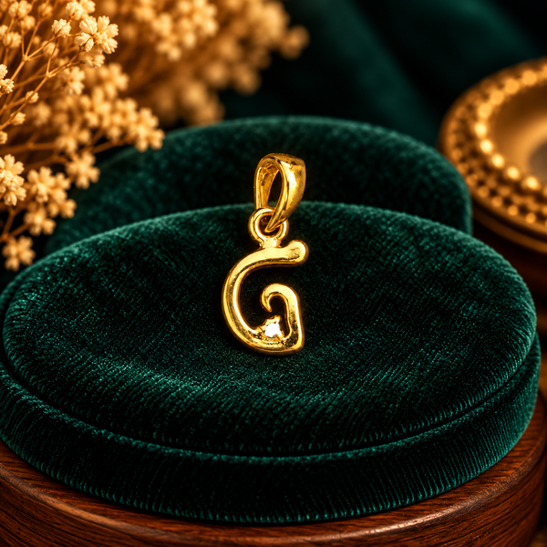 Aura Solitaire Letter 'G' Initial Pendant - Fine Jewelry Pendant View - SURIYAS Jewel Studio