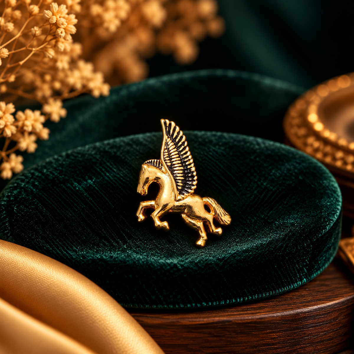 Celestial Winged Pegasus Pendant (Gold) - Fine Jewelry Pendant View - SURIYAS Jewel Studio
