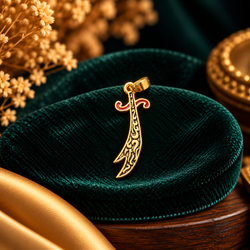 Rajputana Curved Talwar Sword Pendant (Gold) - Fine Jewelry Pendant View - SURIYAS Jewel Studio
