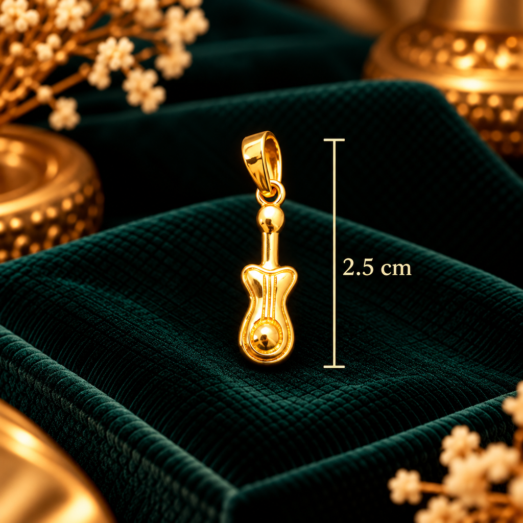 Acoustic Harmony Guitar Music Pendant - Pendant Dimensions and Scale Guide (2.5 cm) - SURIYAS Jewel Studio