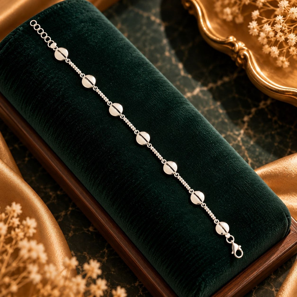 Lustre Medallion Coin Link Bracelet - Luxury Velvet Box Display - SURIYAS Jewel Studio