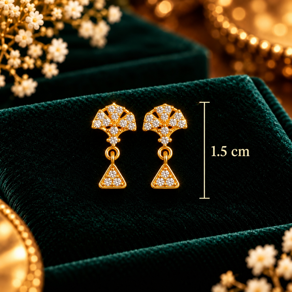 Crystal Geometric Drop Earrings - Dimensions and Scale Guide in Centimeters (cm) - SURIYAS Jewel Studio