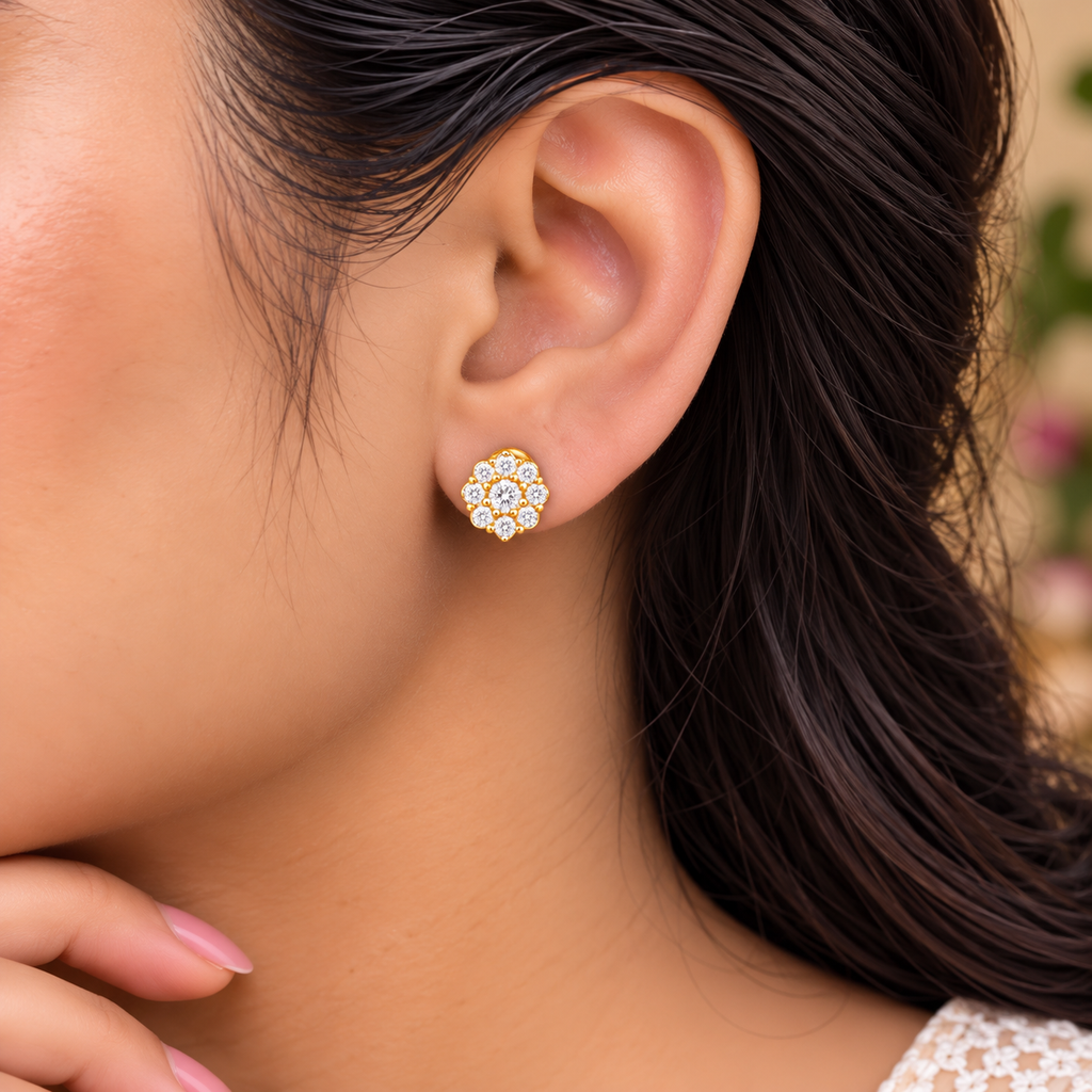 Floral Crystal 7 stone Stud Earrings