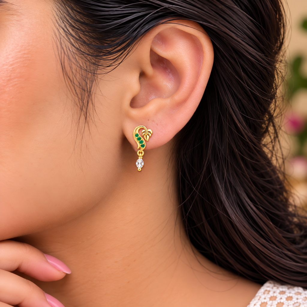 Emerald Swan Drop Earrings