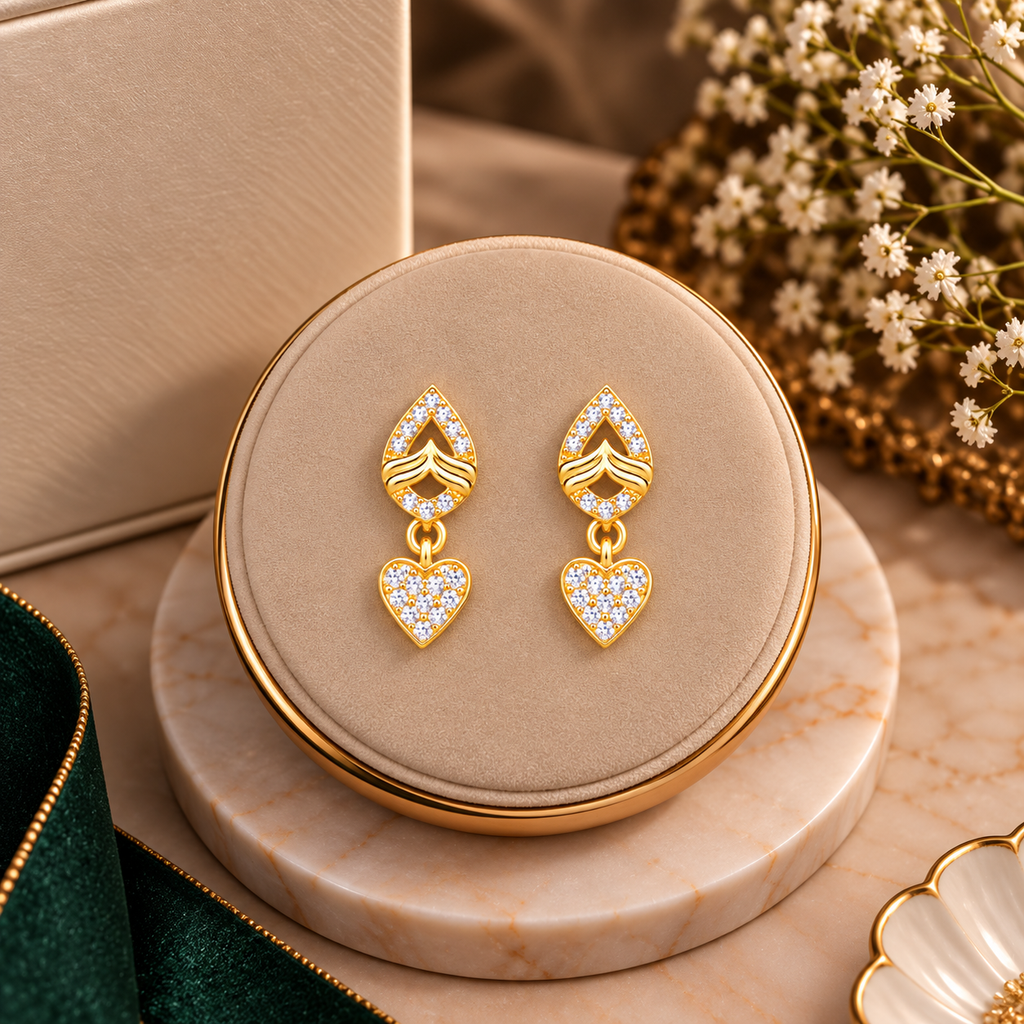 Crystal Heart Teardrop Dangle Earrings