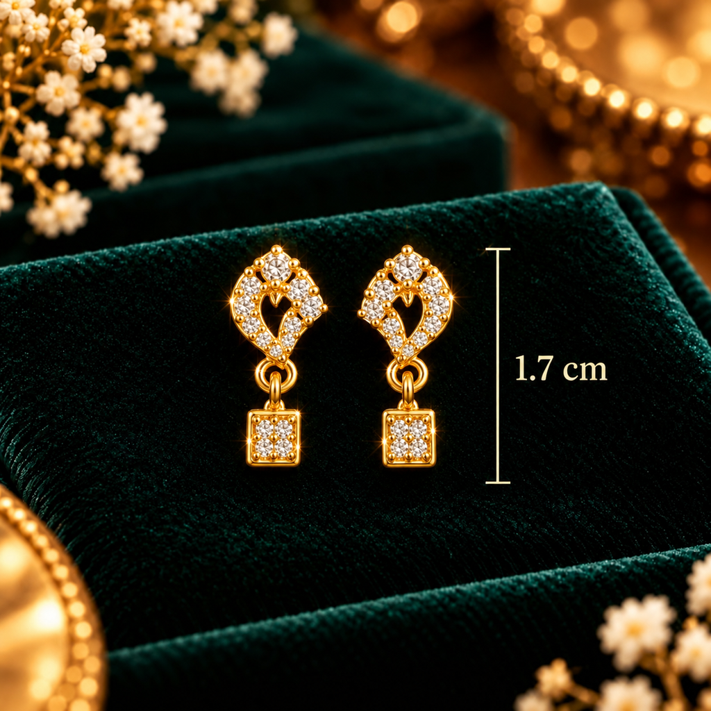 Crystal Geometric Rectangle Drop Earrings - Dimensions and Scale Guide in Centimeters (cm) - SURIYAS Jewel Studio