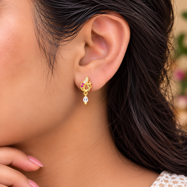 Ruby Peacock Teardrop Earrings
