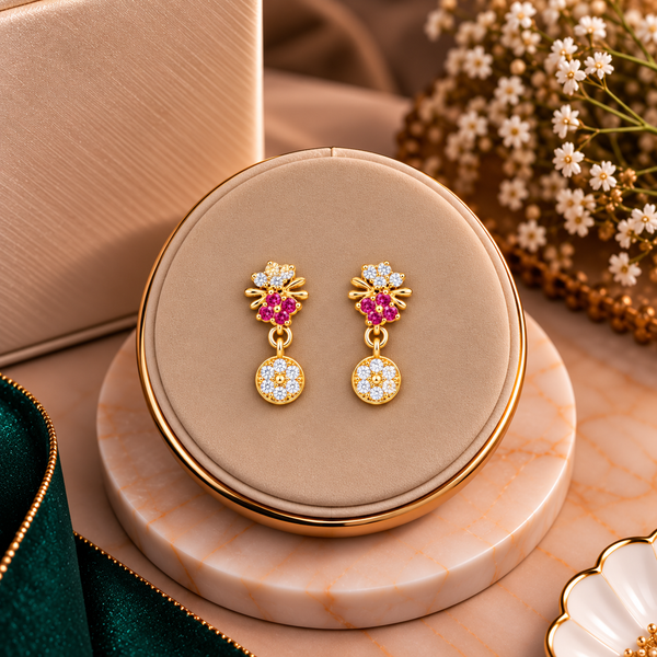 Ruby Floral Elegance Earrings