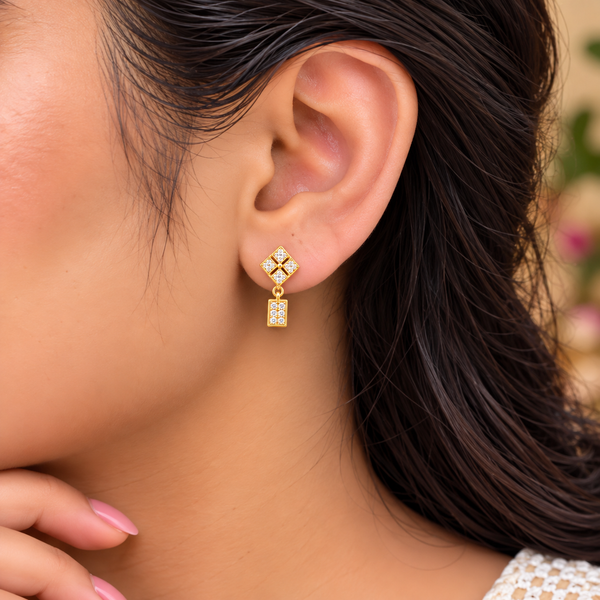 Crystal Geometric Rectangle Drop Earrings