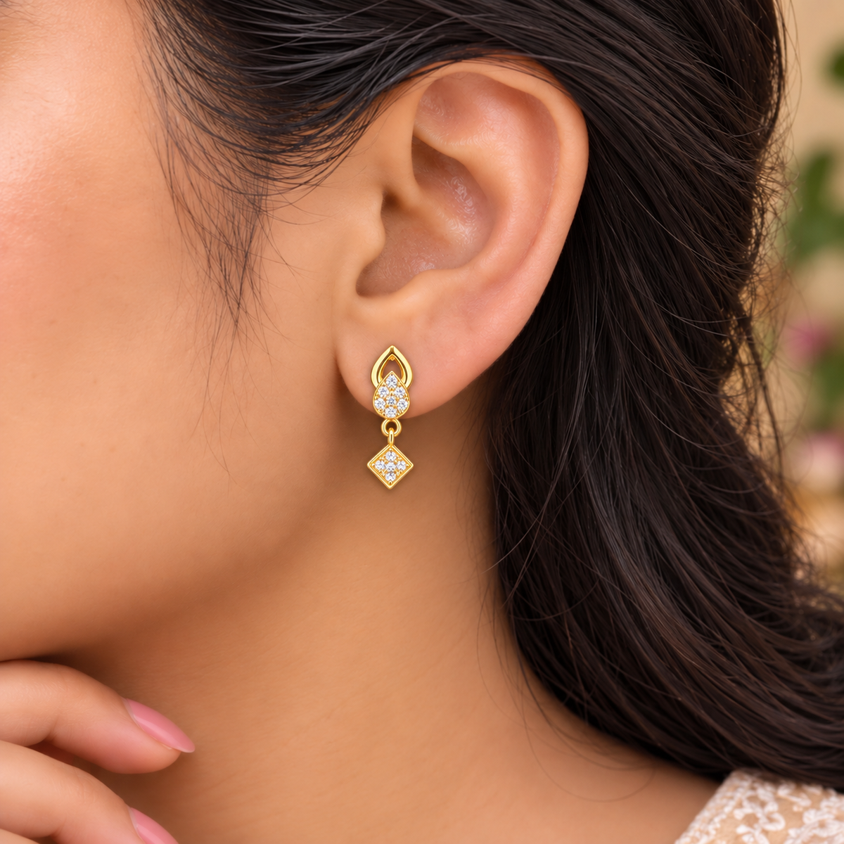 Crystal Geometric Drop Earrings