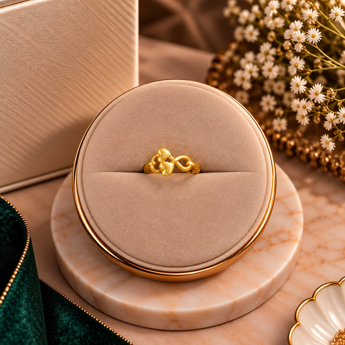Eternal Duo Knot Statement Ring - Luxury Velvet Box Display - SURIYAS