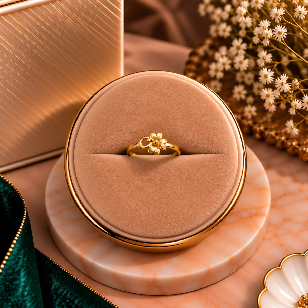 Solstice Blossom Petal Ring - Luxury Velvet Box Display - SURIYAS