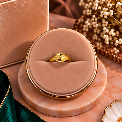 Amour Interlocking Heart Bypass Ring - Luxury Velvet Box Display - SURIYAS