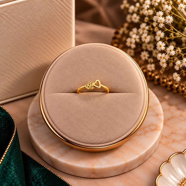 Serenade Open Heart Dainty Ring - Luxury Velvet Box Display - SURIYAS