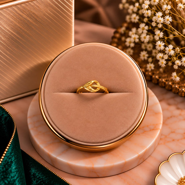 Crest Wave Solitaire Contour Ring - Luxury Velvet Box Display - SURIYAS
