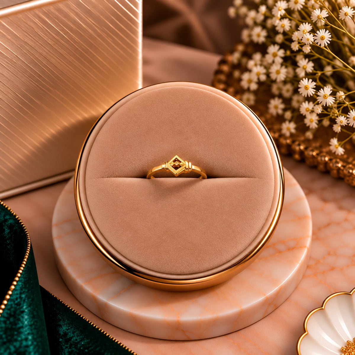 Geometrique Chevron Crown Ring - Luxury Velvet Box Display - SURIYAS