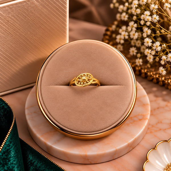 Oculus Scalloped Marquise Ring - Luxury Velvet Box Display - SURIYAS