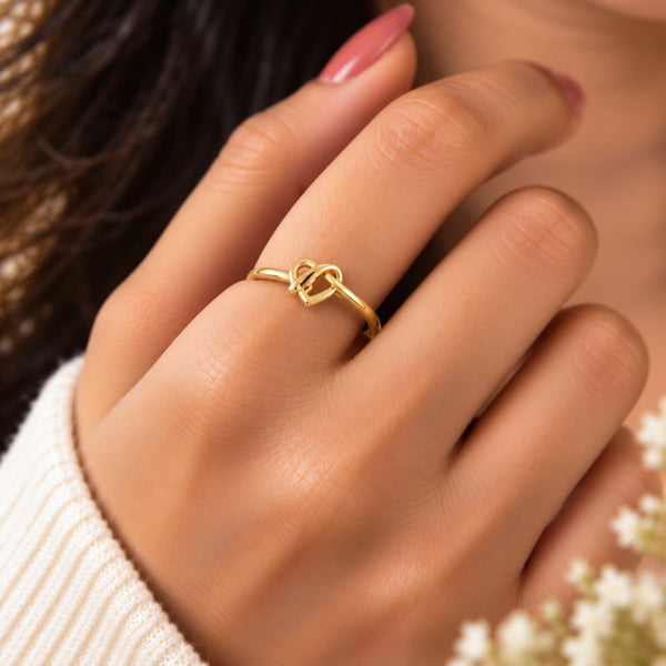 Double Floating Hearts Bypass Ring - Hand Wear View - SURIYAS