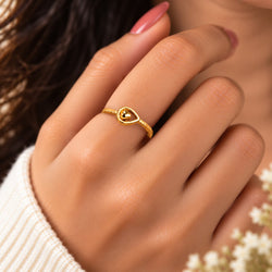 Dainty Heart Knot Wire Ring - Hand Wear View - SURIYAS