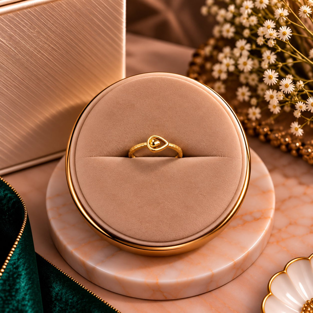 Dainty Heart Knot Wire Ring - Luxury Velvet Box Display - SURIYAS
