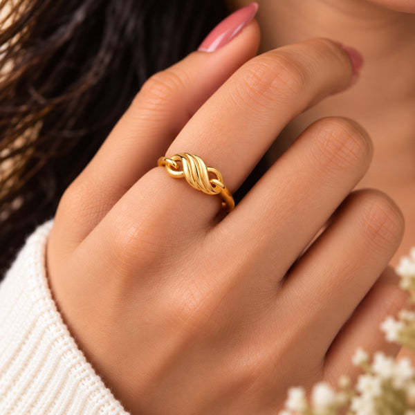 Braided Heritage Ribbon Knot Ring - Hand Wear View - SURIYAS