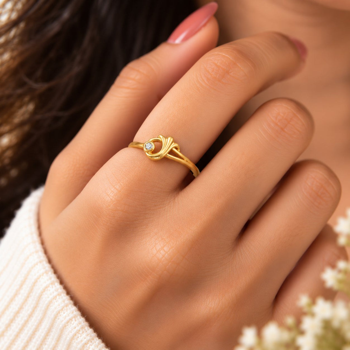 Crescent Moon & Star Celestial Ring - Hand Wear View - SURIYAS