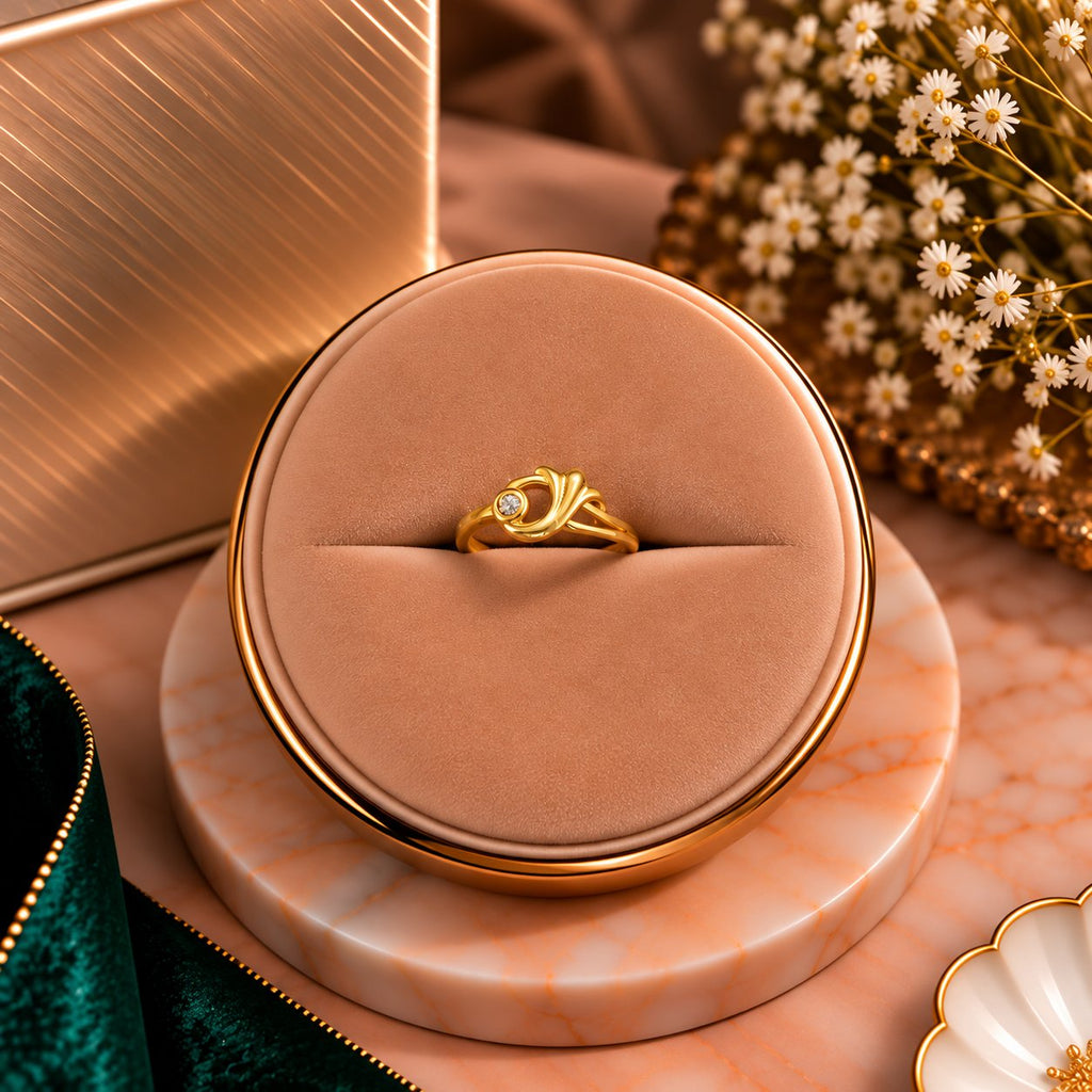 Crescent Moon & Star Celestial Ring - Luxury Velvet Box Display - SURIYAS