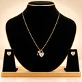Aura Heart Lock & Key Mother-of-Pearl Necklace Set - Luxury Display Bust Stand - SURIYAS Jewel Studio