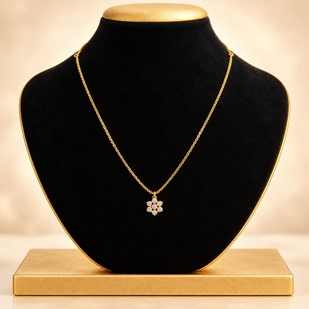 Celeste Floral Cluster Pavé Crystal Chain Pendant - Luxury Display Bust Stand - SURIYAS Jewel Studio