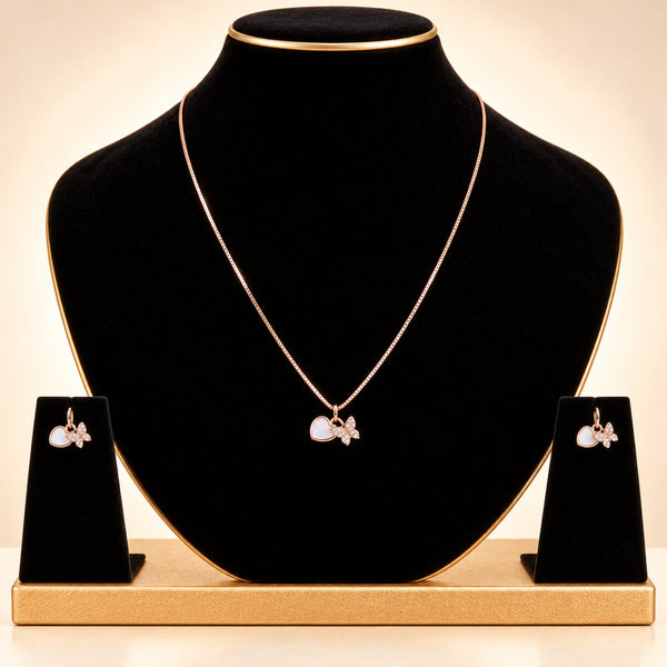 Aura Butterfly & Heart Mother-of-Pearl Necklace Set - Luxury Display Bust Stand - SURIYAS Jewel Studio | SURIYAS 925 Sterling Silver