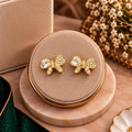 Aura Butterfly Bow Pavé Crystal Stud Earrings - Luxury Display Pedestal Stand - SURIYAS Jewel Studio