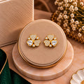 Celeste Trefoil Clover Pavé Crystal Stud Earrings - Luxury Display Pedestal Stand - SURIYAS Jewel Studio
