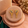 Sapphire Royale Filigree Cluster Drop Earrings - Luxury Display Pedestal Stand - SURIYAS Jewel Studio